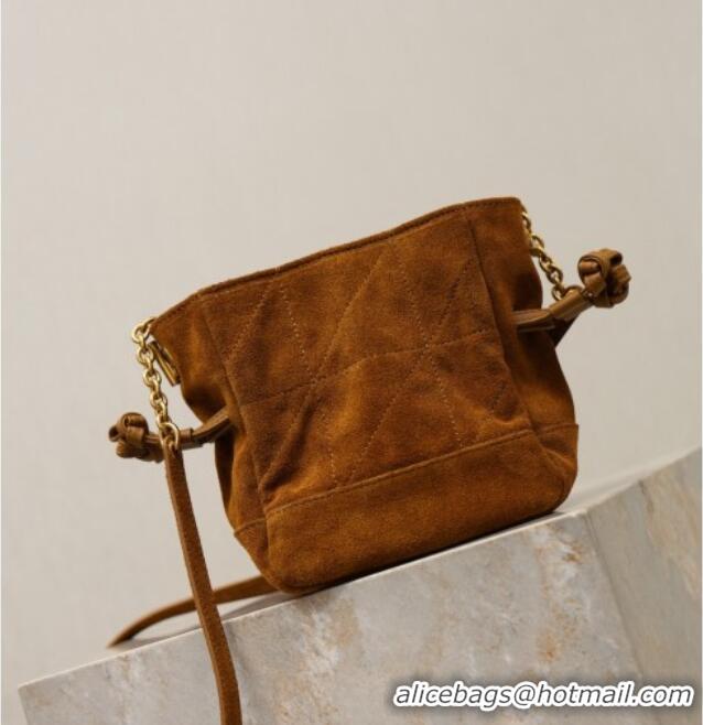 Luxury Cheap Saint Laurent Jamie Mini Shoulder Pouch Bag in Suede 859174 Caramel 2026