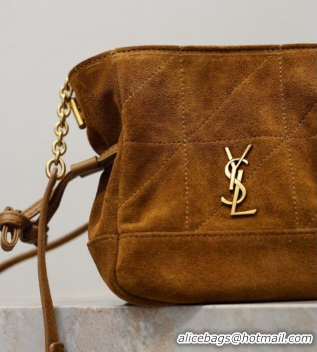 Luxury Cheap Saint Laurent Jamie Mini Shoulder Pouch Bag in Suede 859174 Caramel 2026