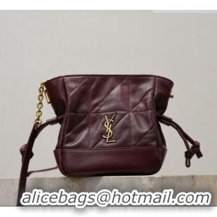 Good Taste Saint Laurent Jamie Mini Shoulder Pouch Bag in Lambskin Leather 859174 Burgundy 2026