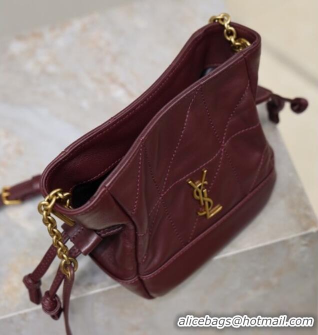Good Taste Saint Laurent Jamie Mini Shoulder Pouch Bag in Lambskin Leather 859174 Burgundy 2026