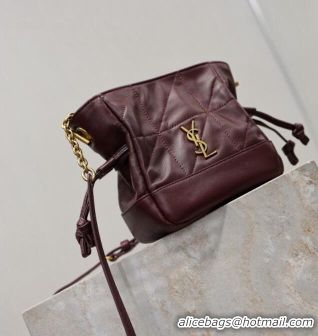Good Taste Saint Laurent Jamie Mini Shoulder Pouch Bag in Lambskin Leather 859174 Burgundy 2026