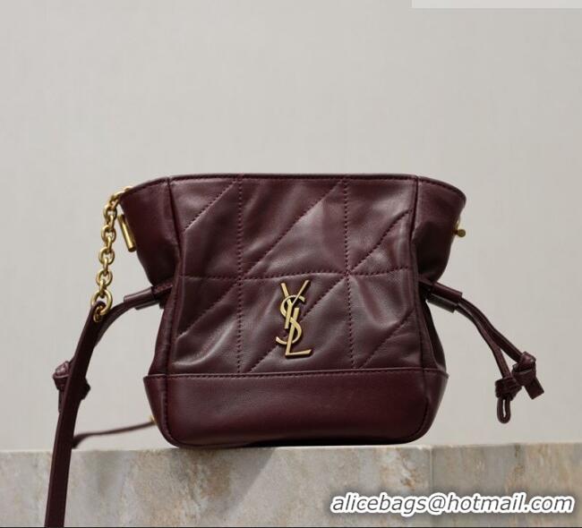 Good Taste Saint Laurent Jamie Mini Shoulder Pouch Bag in Lambskin Leather 859174 Burgundy 2026