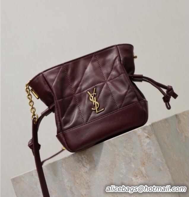 Good Taste Saint Laurent Jamie Mini Shoulder Pouch Bag in Lambskin Leather 859174 Burgundy 2026