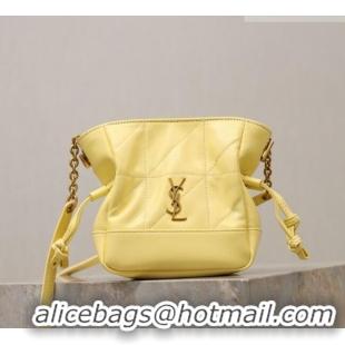 Luxury Discount Saint Laurent Jamie Mini Shoulder Pouch Bag in Lambskin Leather 859174 Lemon Yellow 2026