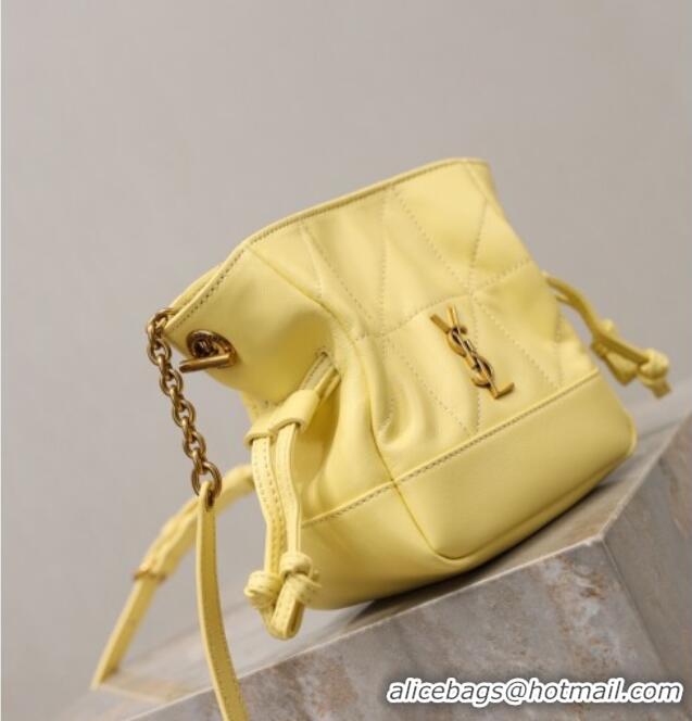 Luxury Discount Saint Laurent Jamie Mini Shoulder Pouch Bag in Lambskin Leather 859174 Lemon Yellow 2026