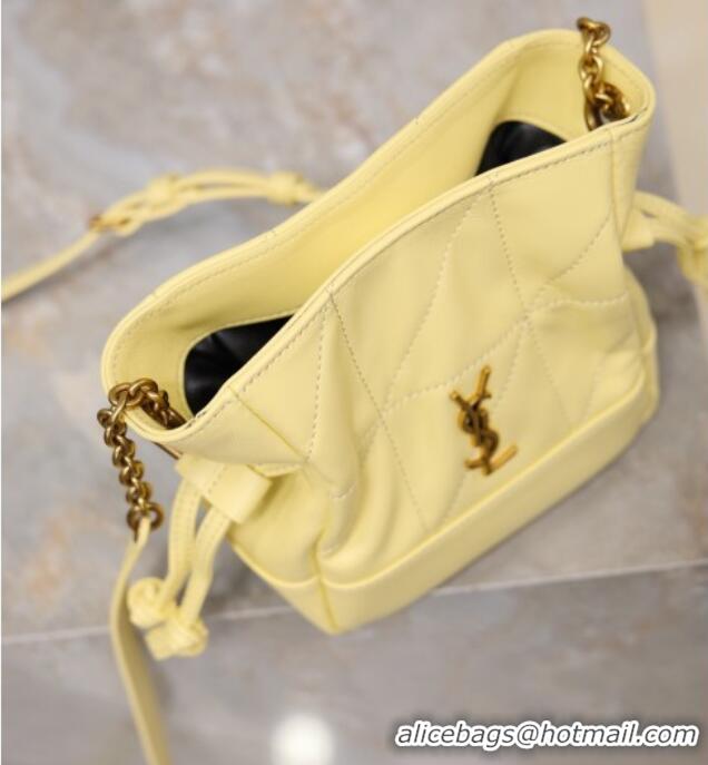 Luxury Discount Saint Laurent Jamie Mini Shoulder Pouch Bag in Lambskin Leather 859174 Lemon Yellow 2026