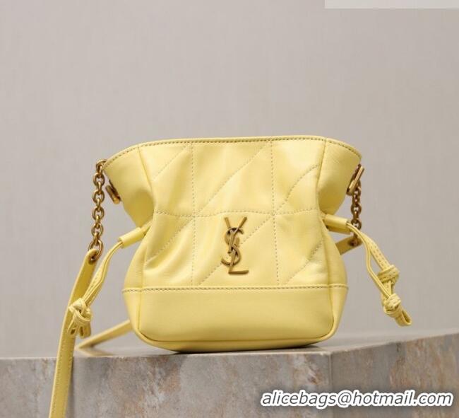 Luxury Discount Saint Laurent Jamie Mini Shoulder Pouch Bag in Lambskin Leather 859174 Lemon Yellow 2026