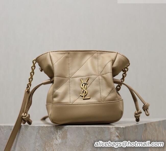 Luxury Cheap Saint Laurent Jamie Mini Shoulder Pouch Bag in Lambskin Leather 859174 Apricot 2026