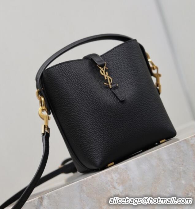 Best Quality Saint Laurent LE 37 Mini Bucket Bag in Grained leather 765870 Black 2026