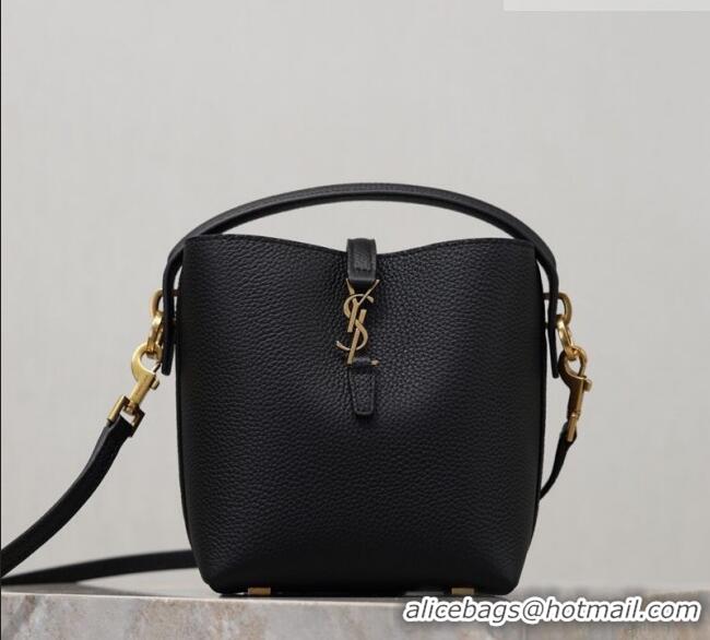 Best Quality Saint Laurent LE 37 Mini Bucket Bag in Grained leather 765870 Black 2026