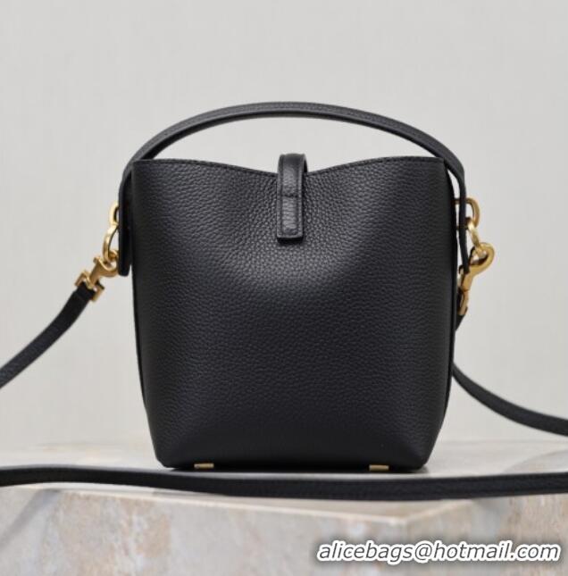 Best Quality Saint Laurent LE 37 Mini Bucket Bag in Grained leather 765870 Black 2026