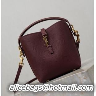 Best Price Saint Laurent LE 37 Mini Bucket Bag in Grained leather 765870 Burgundy 2026
