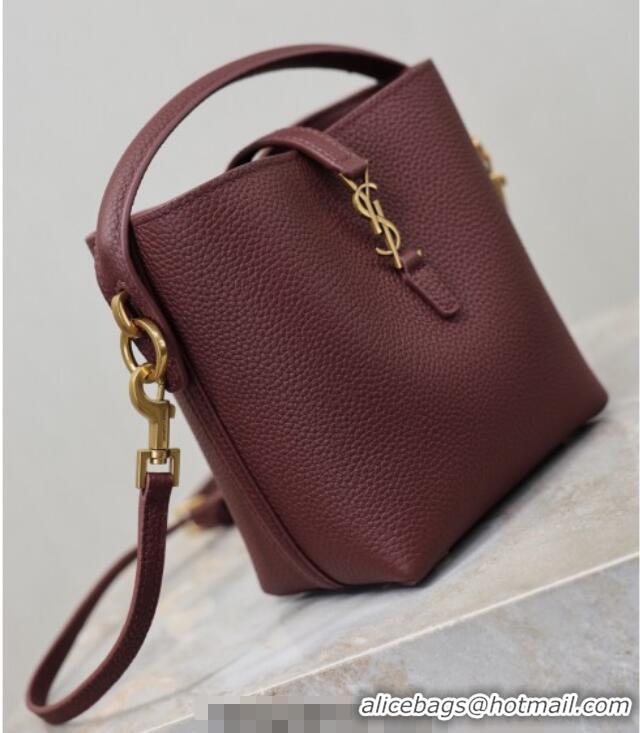 Best Price Saint Laurent LE 37 Mini Bucket Bag in Grained leather 765870 Burgundy 2026