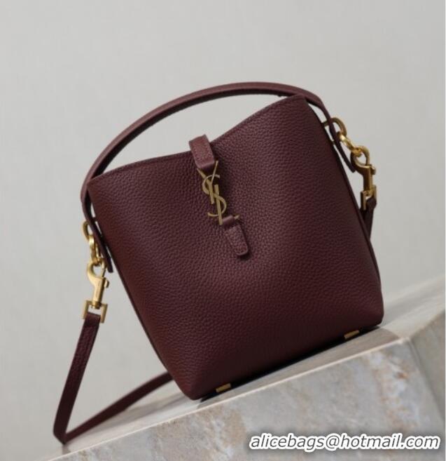 Best Price Saint Laurent LE 37 Mini Bucket Bag in Grained leather 765870 Burgundy 2026