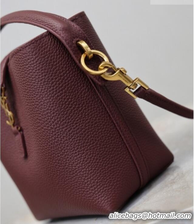 Best Price Saint Laurent LE 37 Mini Bucket Bag in Grained leather 765870 Burgundy 2026