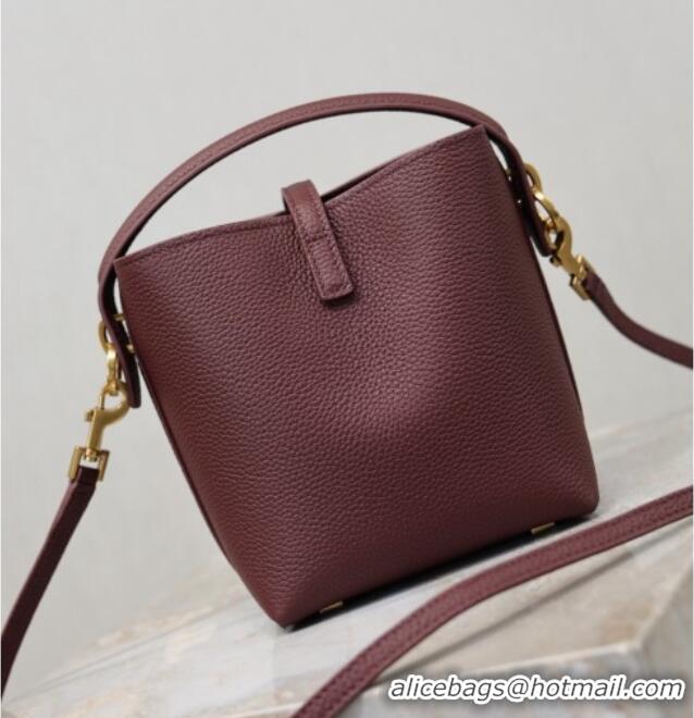 Best Price Saint Laurent LE 37 Mini Bucket Bag in Grained leather 765870 Burgundy 2026