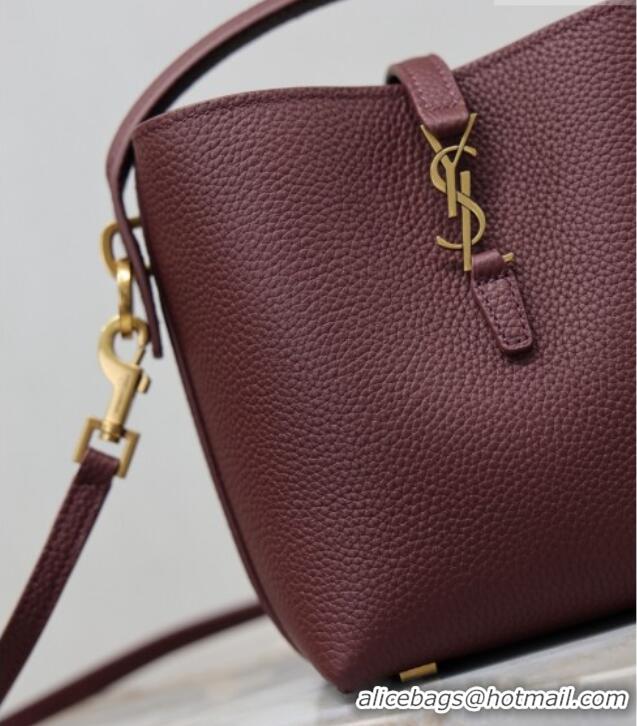 Best Price Saint Laurent LE 37 Mini Bucket Bag in Grained leather 765870 Burgundy 2026