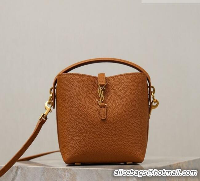 Promotional Saint Laurent LE 37 Mini Bucket Bag in Grained leather 765870 Clay Yellow 2026