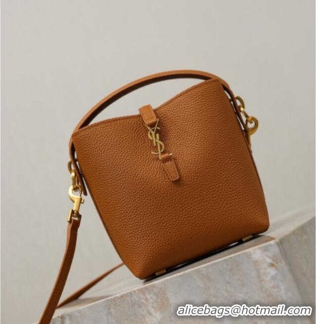 Promotional Saint Laurent LE 37 Mini Bucket Bag in Grained leather 765870 Clay Yellow 2026