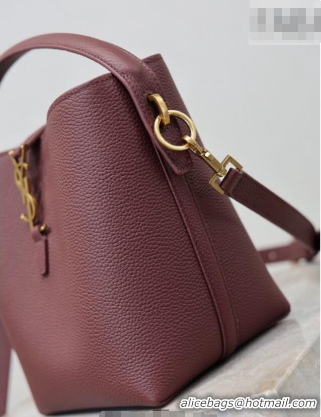 Pretty Style Saint Laurent LE 37 Small Bucket Bag in Grained leather 749036 Burgundy 2026