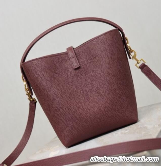 Pretty Style Saint Laurent LE 37 Small Bucket Bag in Grained leather 749036 Burgundy 2026