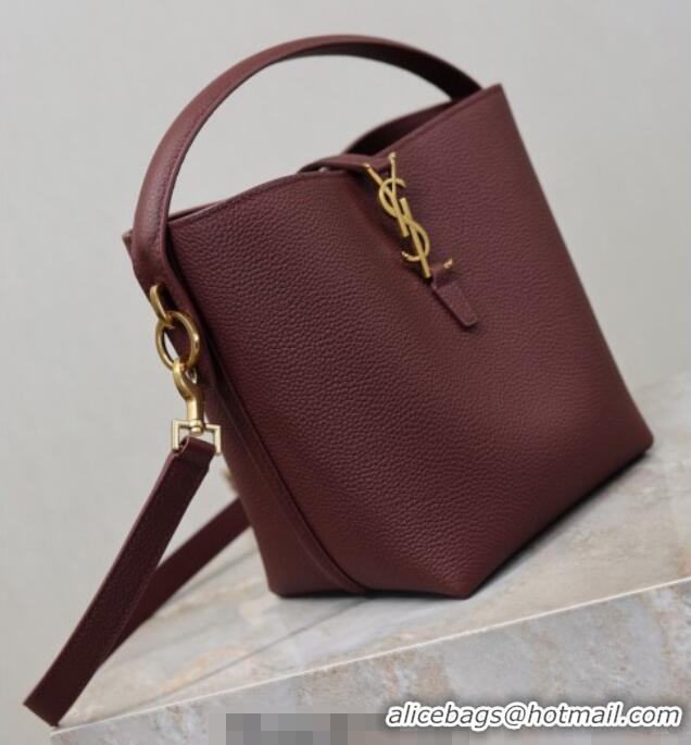 Pretty Style Saint Laurent LE 37 Small Bucket Bag in Grained leather 749036 Burgundy 2026