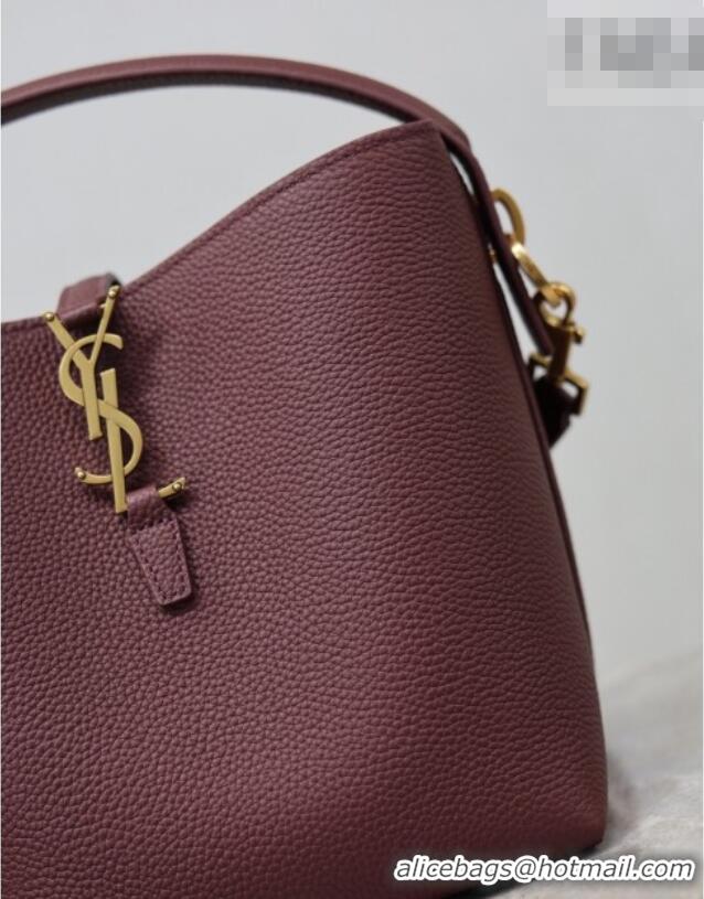 Pretty Style Saint Laurent LE 37 Small Bucket Bag in Grained leather 749036 Burgundy 2026