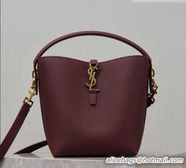 Pretty Style Saint Laurent LE 37 Small Bucket Bag in Grained leather 749036 Burgundy 2026