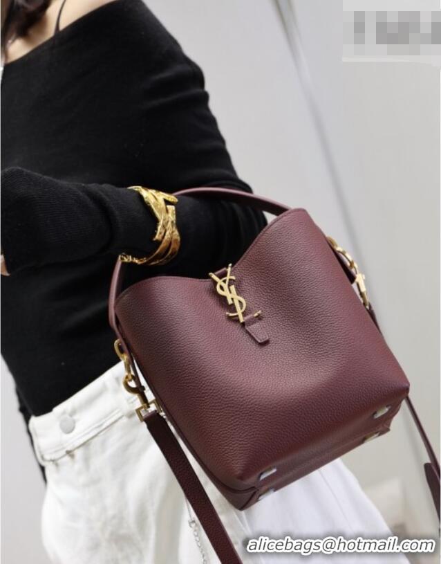 Pretty Style Saint Laurent LE 37 Small Bucket Bag in Grained leather 749036 Burgundy 2026