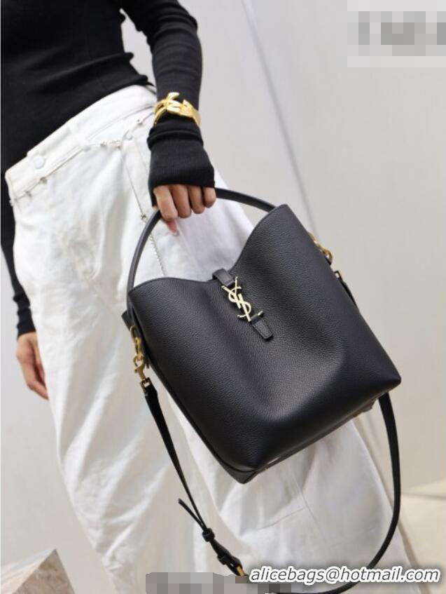 Top Grade Saint Laurent LE 37 Bucket Bag in Grained leather 742828 Black 2026