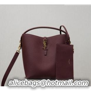 Promotional Saint Laurent LE 37 Bucket Bag in Grained leather 742828 Burgundy 2026