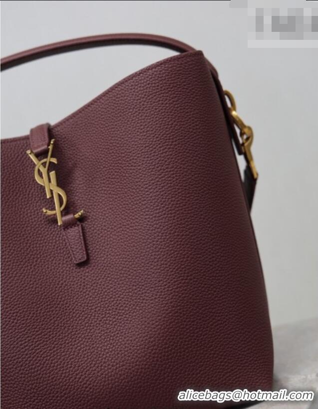 Promotional Saint Laurent LE 37 Bucket Bag in Grained leather 742828 Burgundy 2026