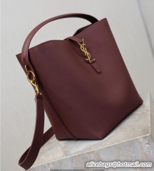 Promotional Saint Laurent LE 37 Bucket Bag in Grained leather 742828 Burgundy 2026