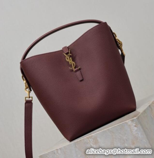 Promotional Saint Laurent LE 37 Bucket Bag in Grained leather 742828 Burgundy 2026