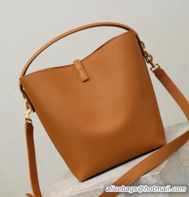 Original Cheap Saint Laurent LE 37 Bucket Bag in Grained leather 742828 Clay Yellow 2026