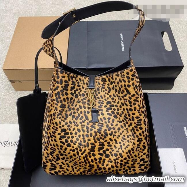 Top Grade Saint Laurent LE 5 À 7 Supple Hobo Bag in Leopard Print Pony Hair 753387 2025