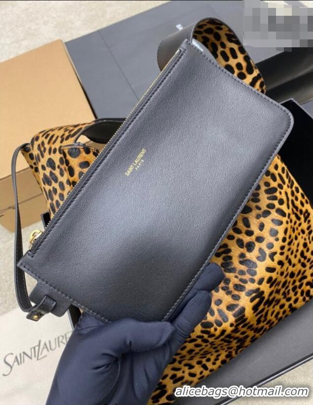 Top Grade Saint Laurent LE 5 À 7 Supple Hobo Bag in Leopard Print Pony Hair 753387 2025