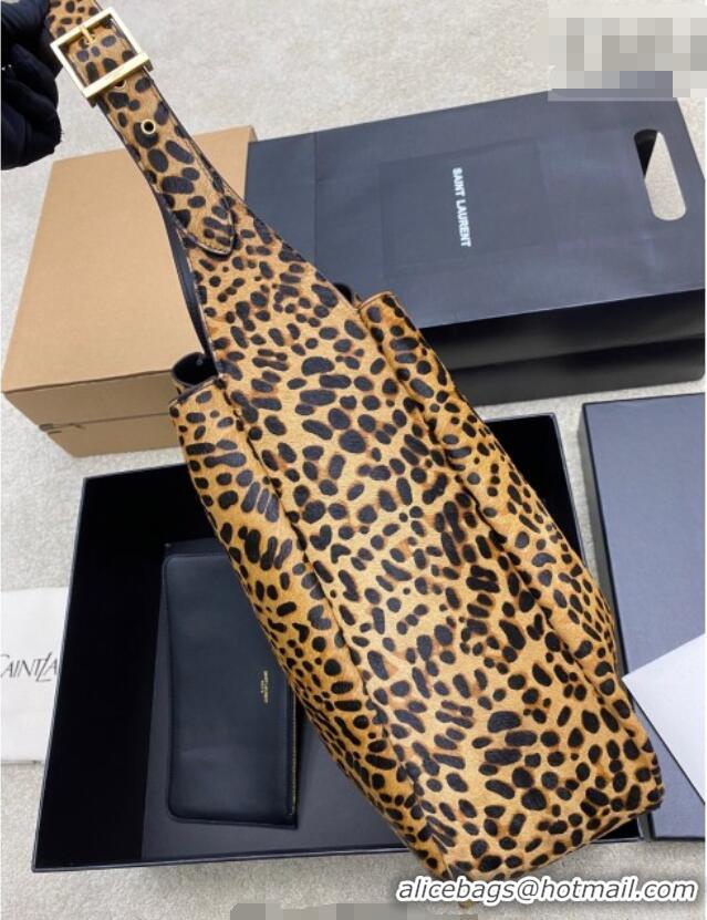 Top Grade Saint Laurent LE 5 À 7 Supple Hobo Bag in Leopard Print Pony Hair 753387 2025