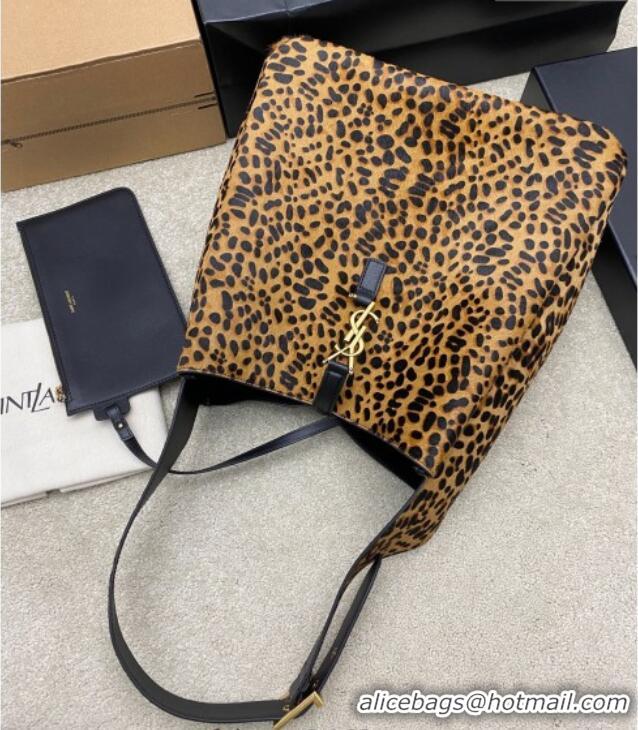 Top Grade Saint Laurent LE 5 À 7 Supple Hobo Bag in Leopard Print Pony Hair 753387 2025