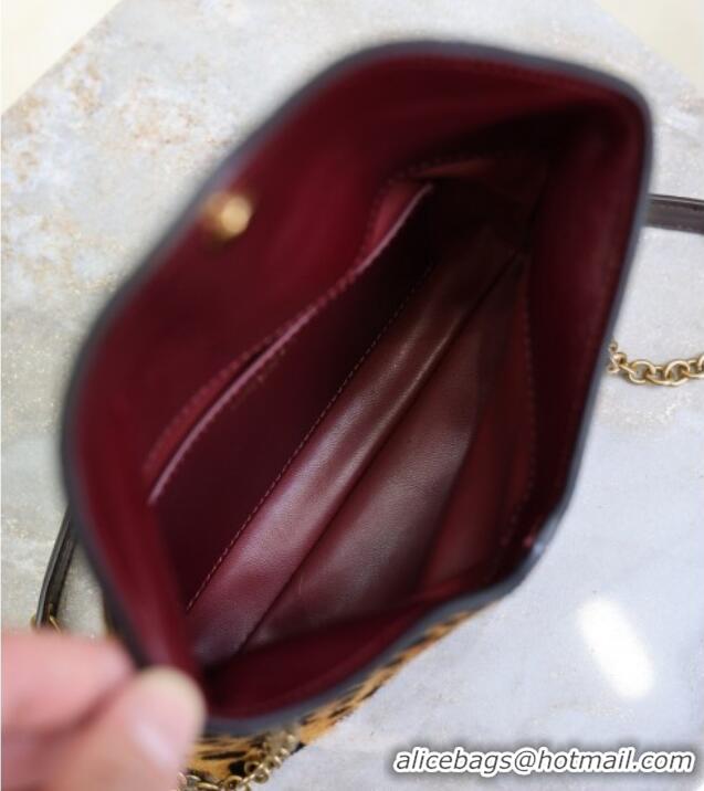 Top Quality Saint Laurent Cassandre Chain Clutch in Leopard Print Pony Hair 819271 2025
