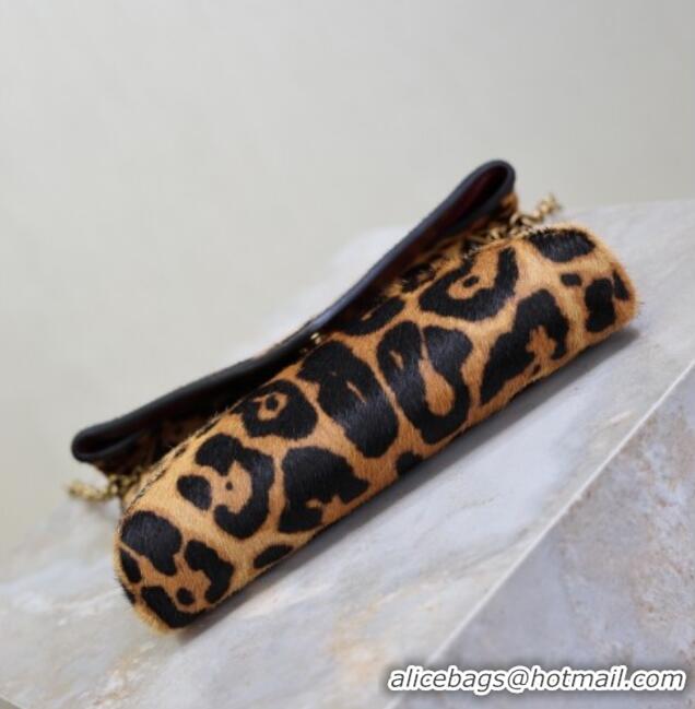 Top Quality Saint Laurent Cassandre Chain Clutch in Leopard Print Pony Hair 819271 2025