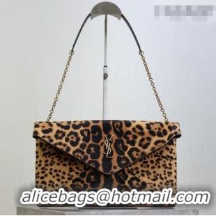 New Design Saint Laurent Cassandre Large Envelope Pouch in Leopard Print Pony Hair 769307 2025