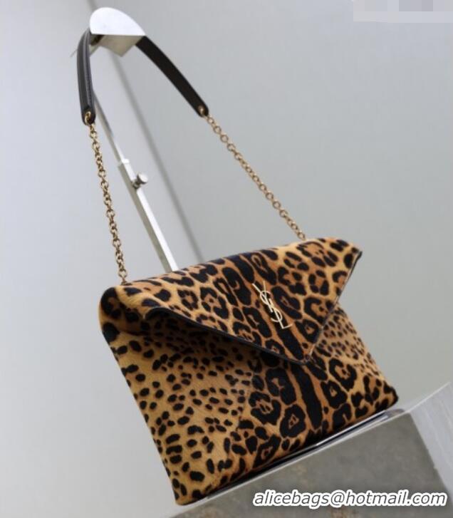 New Design Saint Laurent Cassandre Large Envelope Pouch in Leopard Print Pony Hair 769307 2025