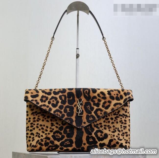 New Design Saint Laurent Cassandre Large Envelope Pouch in Leopard Print Pony Hair 769307 2025