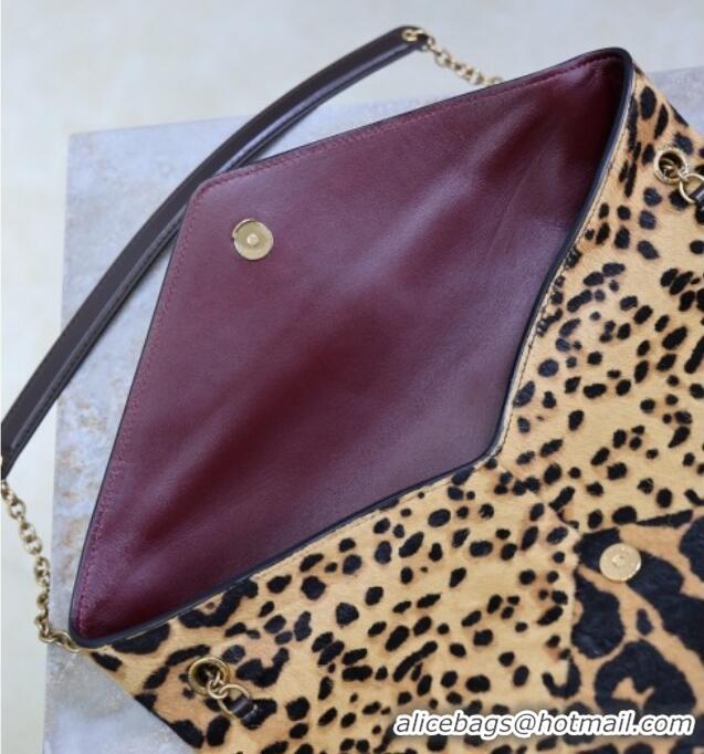 New Design Saint Laurent Cassandre Large Envelope Pouch in Leopard Print Pony Hair 769307 2025