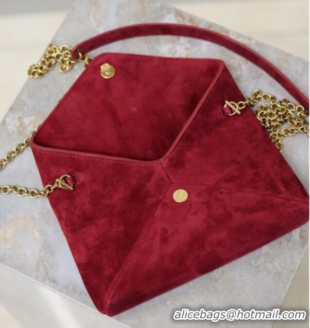 Luxury Discount Saint Laurent Cassandre Chain Clutch in Suede 819271 Red 2025