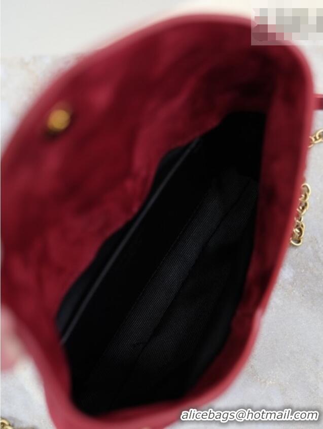 Luxury Discount Saint Laurent Cassandre Chain Clutch in Suede 819271 Red 2025