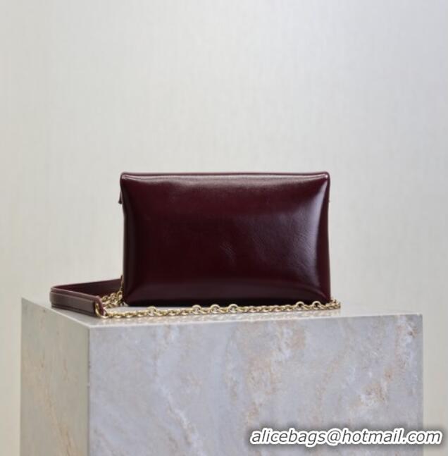 Good Taste Saint Laurent Cassandre Chain Clutch in Shiny Leather 819271 Dark Burgundy 2025