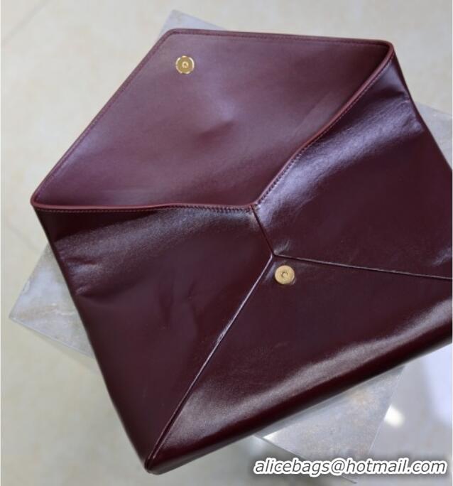 Low Price Saint Laurent Cassandre Large Envelope Pouch in Shiny Leather 769307 Dark Burgundy 2025