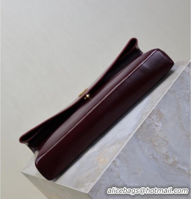 Low Price Saint Laurent Cassandre Large Envelope Pouch in Shiny Leather 769307 Dark Burgundy 2025